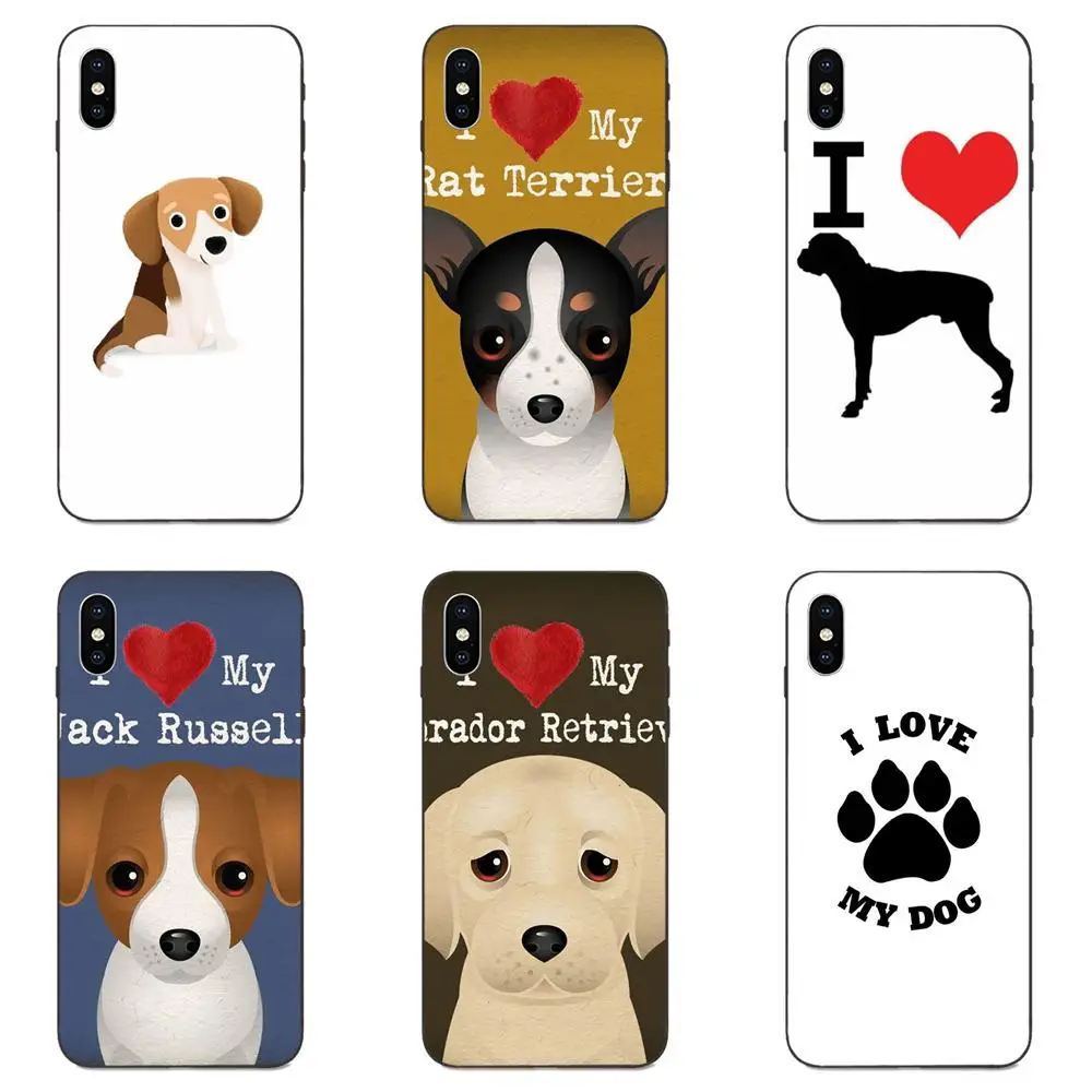 I Love My Dog Yorkie Papillon Boxer E Back для Apple iPhone 4 4S 5 5S SE 6 6S 7 8 Plus X XS Max XR мягкий