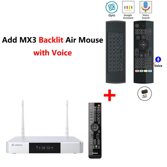 Zidoo Z9S Smart Android 7,1 tv Box 1000M LAN 4K HDR телеприставка Realtek RTD1296DD 2 Гб ram 16 Гб rom SATA 3,0 медиаплеер vs X9S - Цвет: Z9S add mx3l voice