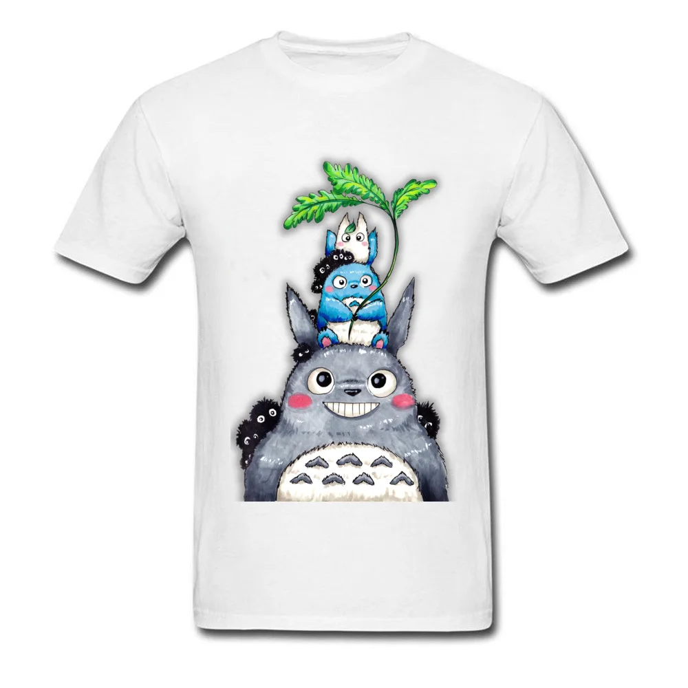 

High Quality Totoro Men Cartoon T-shirt Short Sleeve Funny Cotton T Shirts Black Grey White Blue Retro Family Tops Tees