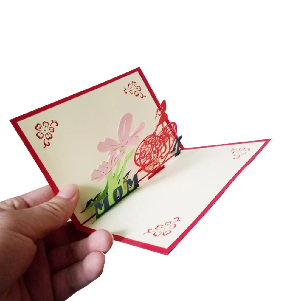 

Folding Handmade 3D Pop-up Mother's Day Card Mother's Day Gift Wishes Card Environmentally Friendly Handmade Card