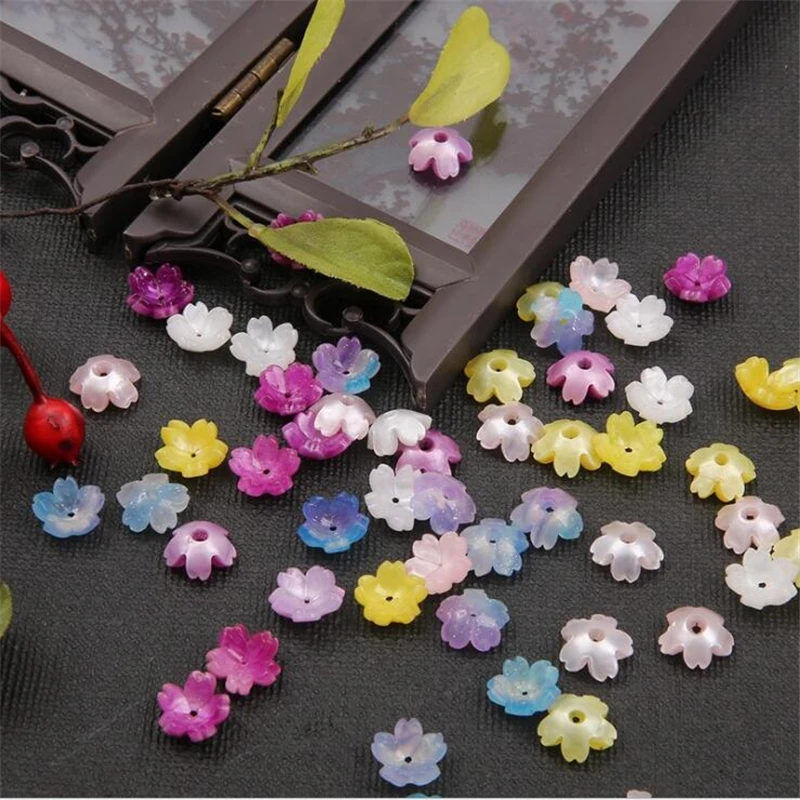 

20pcs/lot new creative 10mm Imitate shell flower beads acetic acid connector for diy earrings hairpin jewelry making accessories