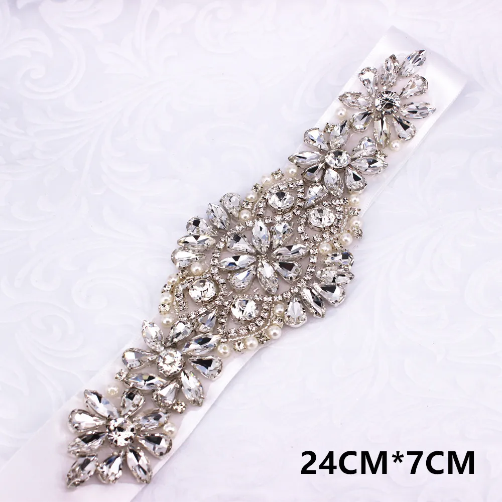 Серебряные стразы пояс для невесты Кристальные жемчужные ленты свадебный