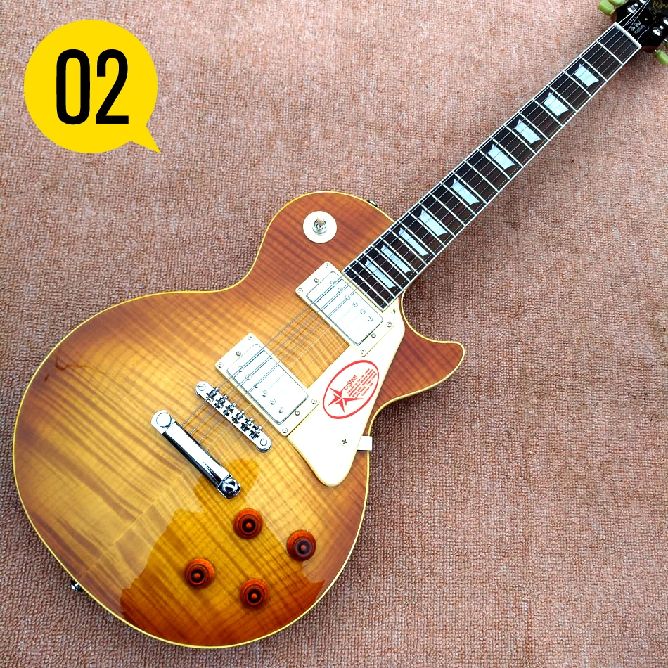 Rosewood Fingerboard Electric Guitar Yellow Binding Tobacco Burst Maple Top Solid Mahogany Body | Спорт и развлечения