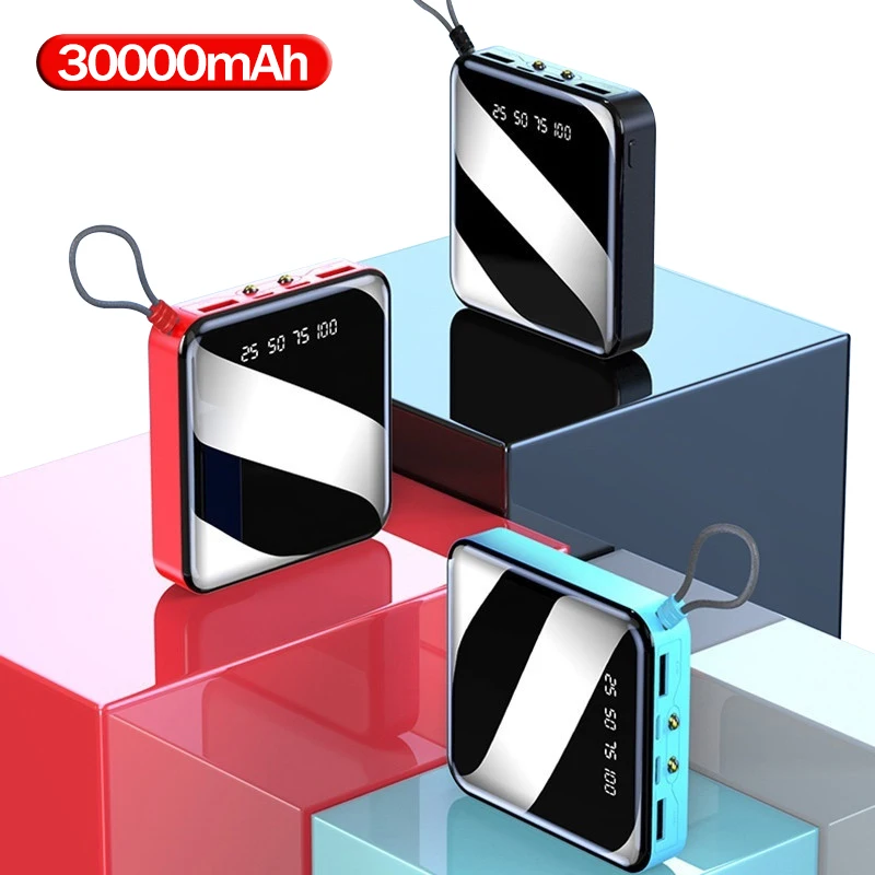 Мини Внешний аккумулятор 30000 мАч 2 USB Аккумулятор для телефона портативный