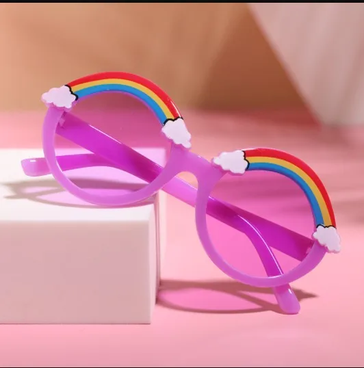 

FOCUSNORM 7 Colors Infant Kids Sunglasses Rainbow Pattern Anti-UV Sunglasses Photography Props for Boys and Girls 0-8Y