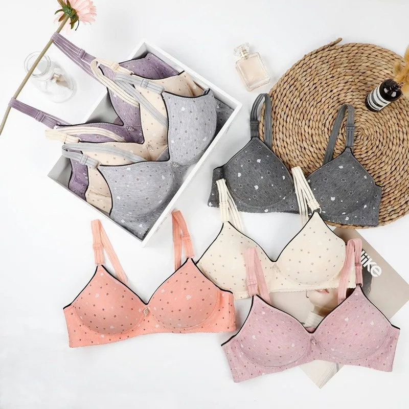 

WENYUJH Ladies Bras For Women 3/4 Cup Push Up Bra Print Anti-sag Bralette Cotton Women Bras Underwear Breathable Active Bra