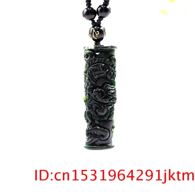 

Кулон с нефритовым драконом, ожерелье, ювелирные изделия, подарки для женщин, китайский для черного, зеленого, двусторонний амулет, модный н...