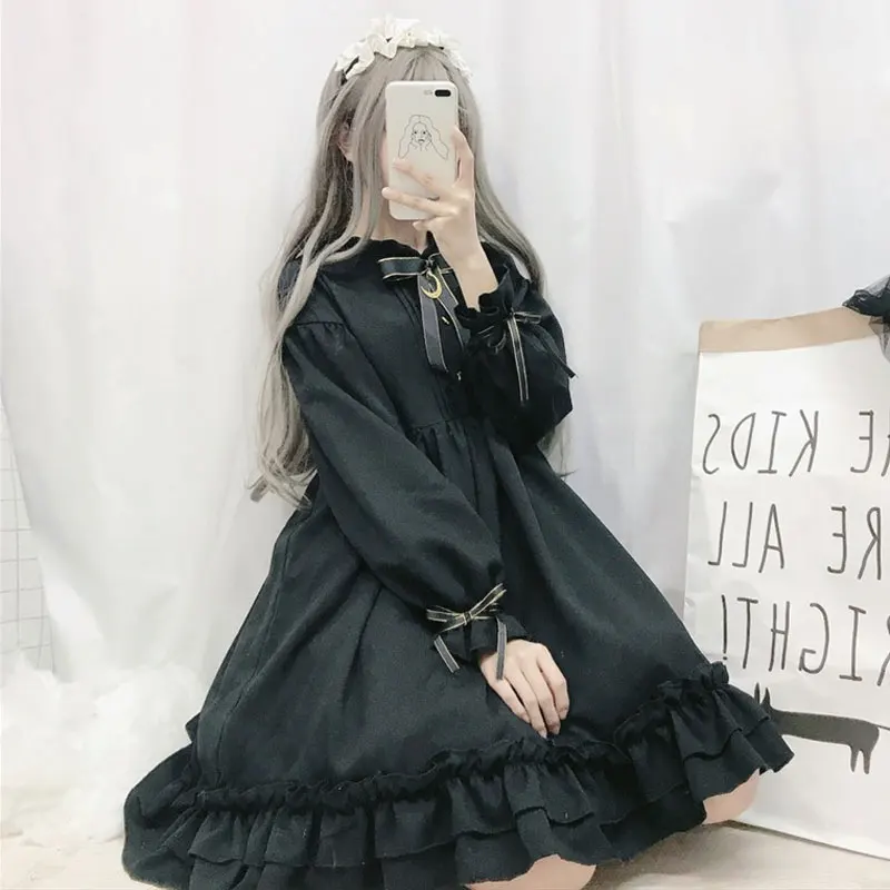

Lolita dress soft sister wind retro dark cute bow moon lolita skirt ruffled cute