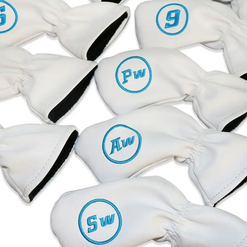 

9 Pcs Waterproof Cute Golf Club Head Covers PU Long Neck Interchangeable Tag Club Protection Components Sports Supplies