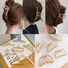 Женский металлический зажим для волос, элегантный геометрический зажим для волос в Корейском стиле, аксессуары для волос, модный головной убор для девушек, 2022
