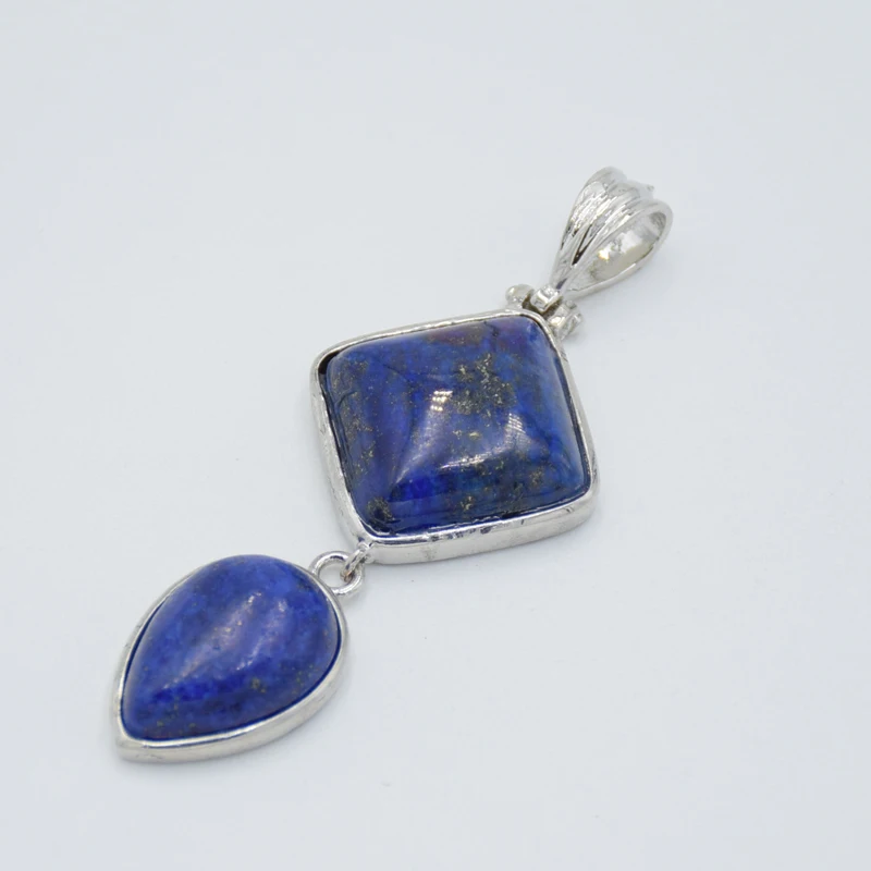 New Water Drop Square Shape Natural Stone Pendant Pink Crystal Quartz Lapis Geometric Pendants for Necklaces Women Men Jewelry | Украшения