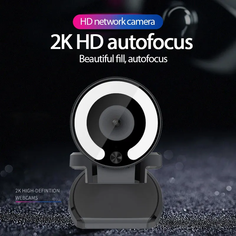 

New Live Streaming Webcam With Ring Light, FHD 1080P/2K 30FPS Fixed Focus USB Web Camera MIC/90° Wide Angle For Twitch, X Box