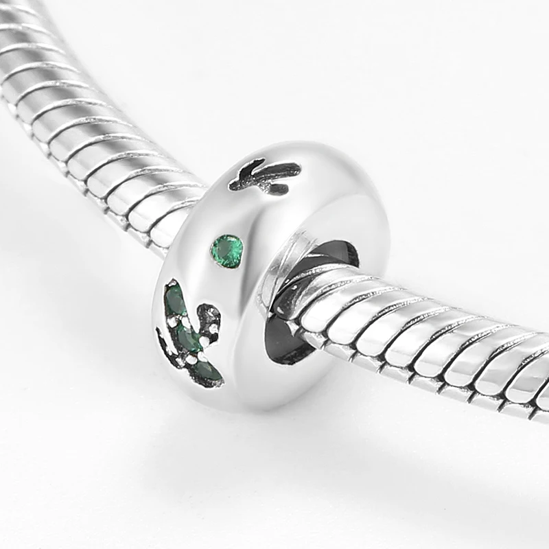 Бусины из серебра 925 пробы с зеленым кубическим цирконием | Украшения и