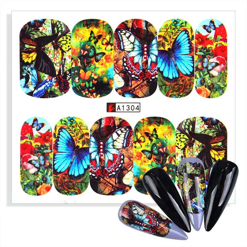 

1 Sheet 2022 New Nail Art Water Decals Small Fresh Style Nail Sticker Butterfly Design Full Wraps Transfer Foil Nails Decoration