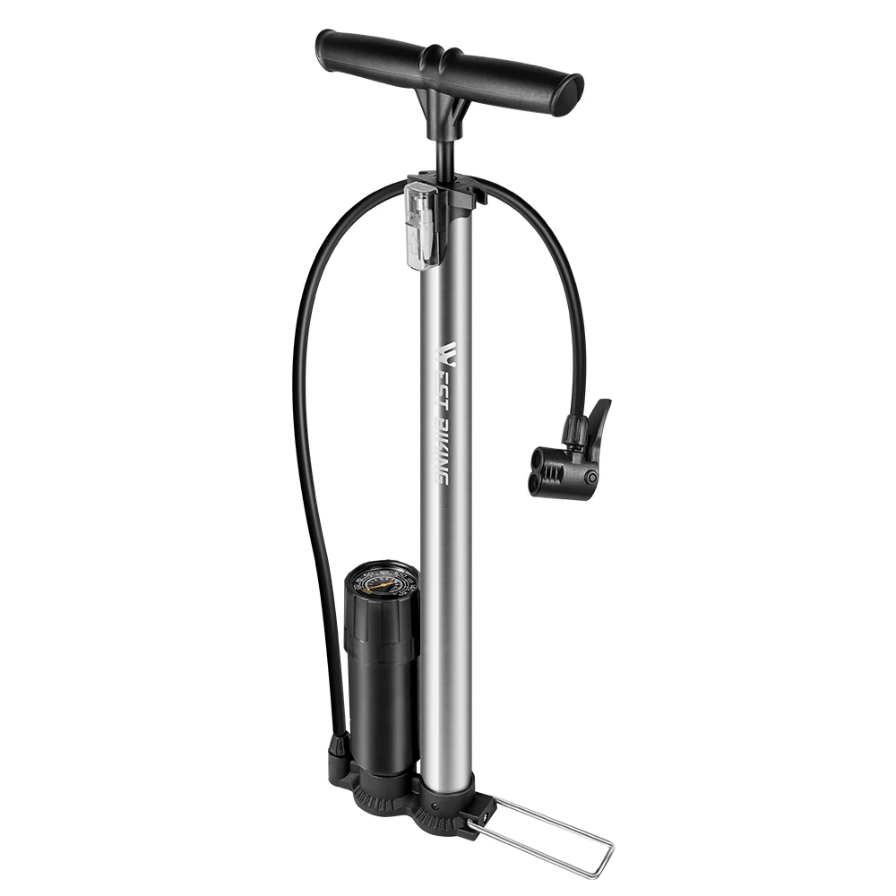 

Portable Bicycle Pump with Pressure Gauge Cycling Ball Inflator Standing MTB Bike Hand Pump Motorcycle Tyre Hand Inflator