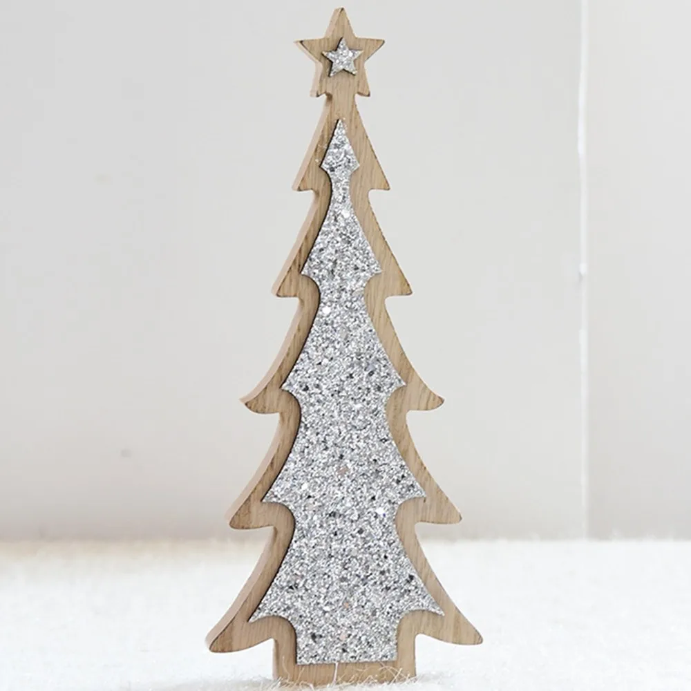 Рождественская елка настольные украшения золотые серебряные блестки мини