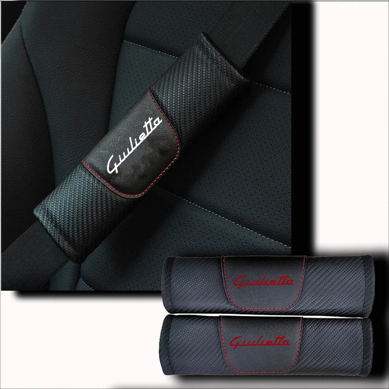 

Для Alfa Romeo Giulietta 2 шт., модный кожаный ремень безопасности из углеродного волокна, аксессуары для автомобиля