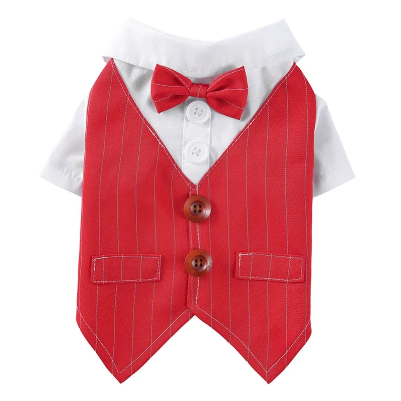 

Pet Double Bow Tie Shirt Vest Safe Non-toxic Fashion Design Party Wedding Party Pet Dress Clothes Dress Up for Festivals
