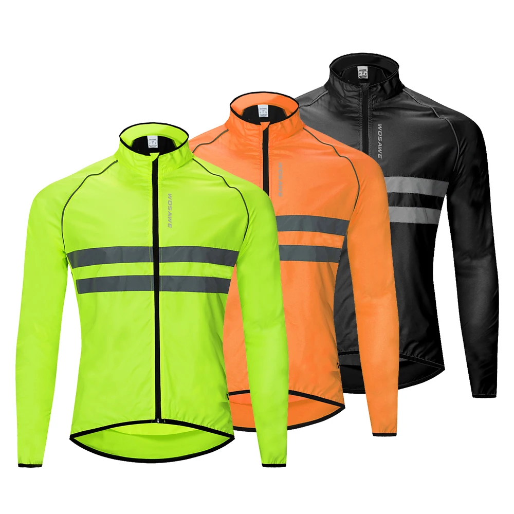 

WOSAWE Breathable Reflective Windbreaker Running bike Jacket Water Resistance Windproof Waistcoat Wind Coat Men's Sports Jacket