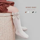 Носки детские до колен, хлопковые сетчатые дышащие, с бантом для принцессы, кавайная осенняя одежда для новорожденных