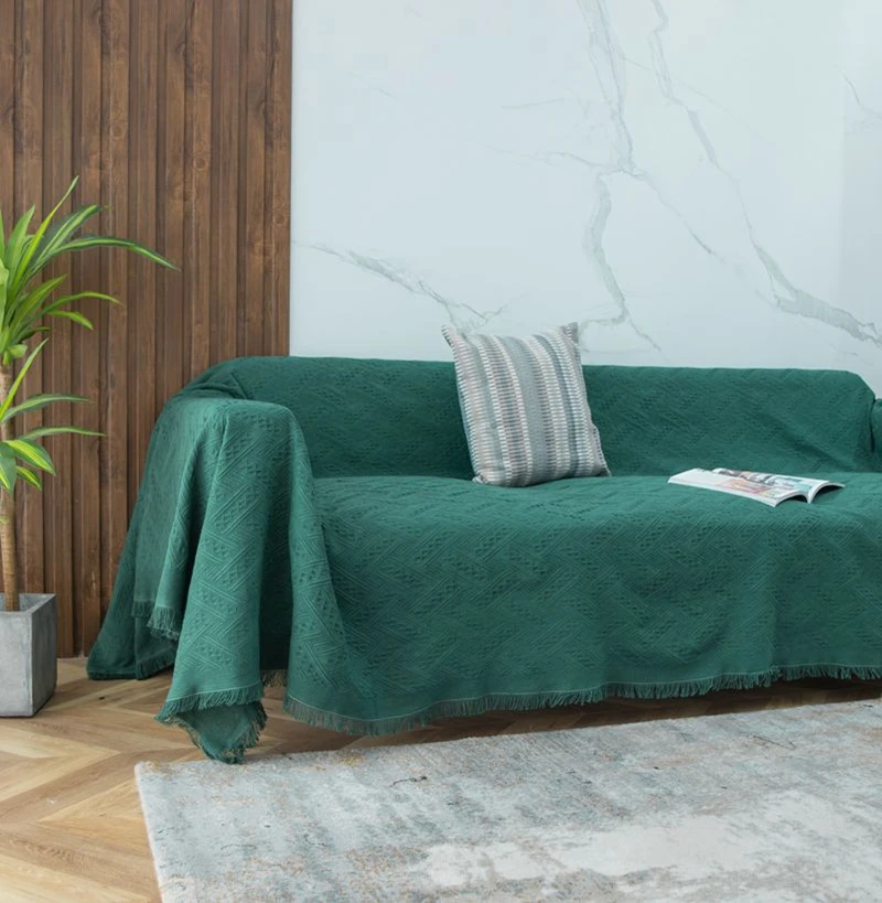 Диванное одеяло в скандинавском стиле темно-зеленый пылезащитный чехол гобелен