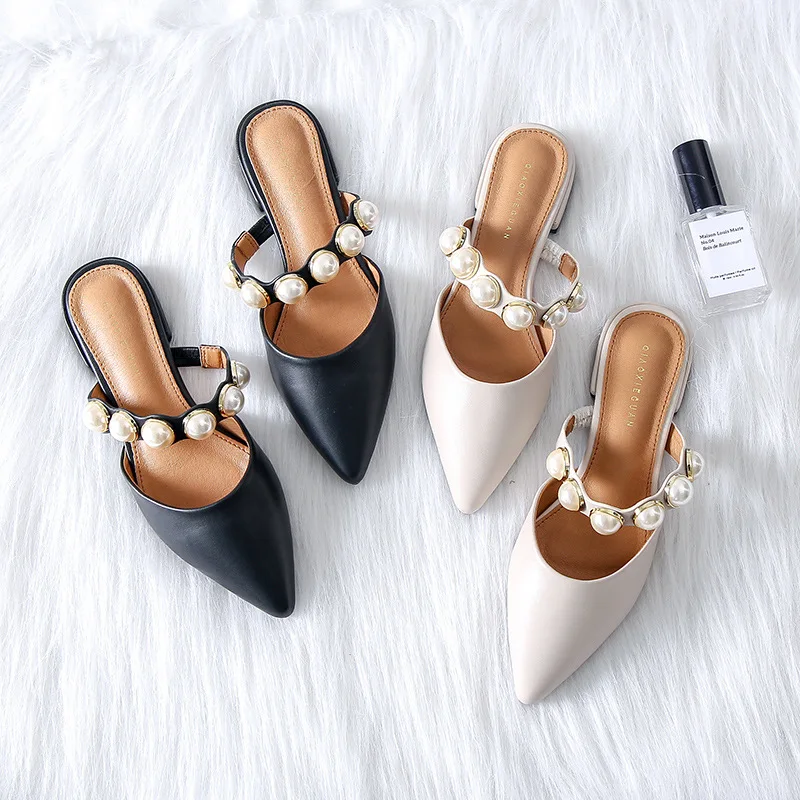 

Spiked Flat-soled Slippers Female Summer 2019 New Style Slippers Female Retro-style Slippers with Rough heels and Low heels