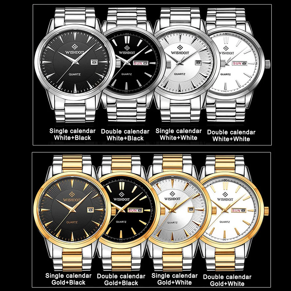 

Business Men Wristwatches Automatic Watch Date Calendar Week Waterproof Quartz Wrist Watches Stainless Steel 2021 Fashion