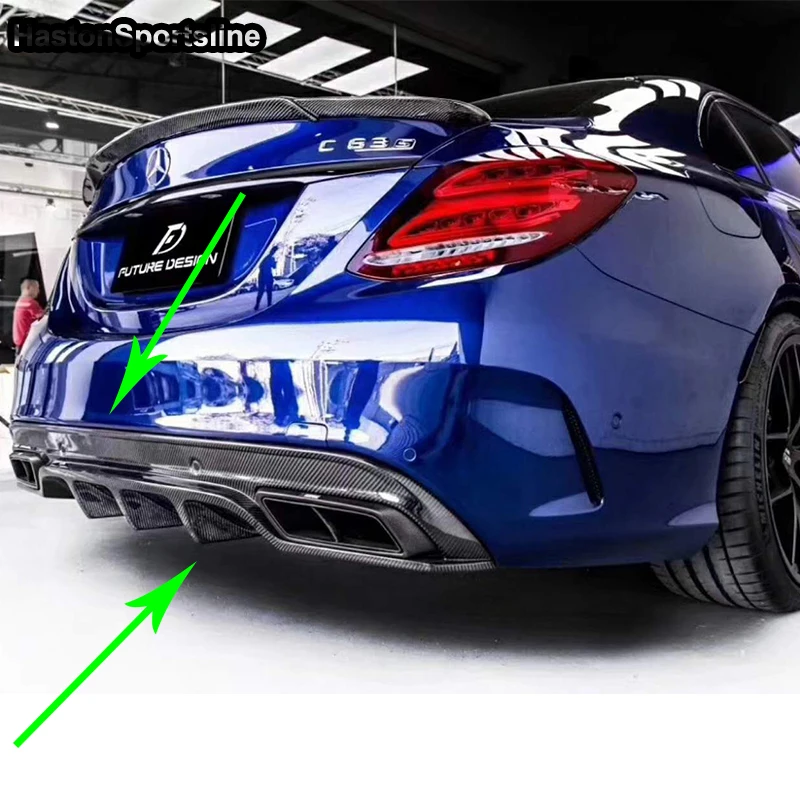 

For Benz W205 C63 AMG 4Door Carbon Fiber Rear Body Kit Bumper Diffuser 2015 2016 2017 2018 Not Standard
