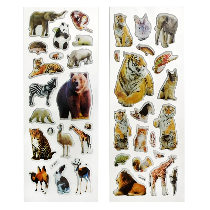 10 hojas 3D animales pegatinas juguetes para los ni&ntilde;os en los recortes del ordenador port&aacute;til del tel&eacute;fono regalos animales Panda le&oacute;n Tigre pegatina-1