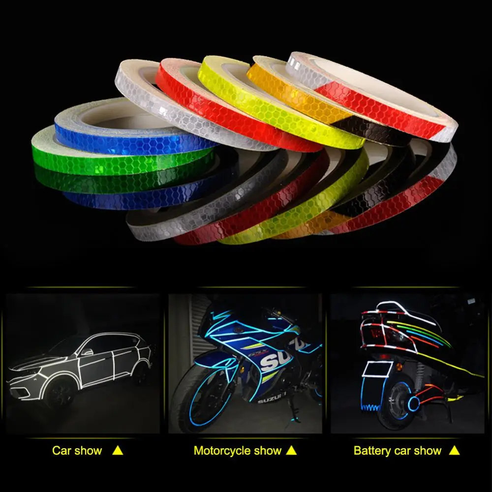 

1CM*8M Bicycle Wheels Reflect Fluorescent MTB Bike Reflective Sticker Strip Tape For Cycling Warning Safety Bicycle Wheel Decor