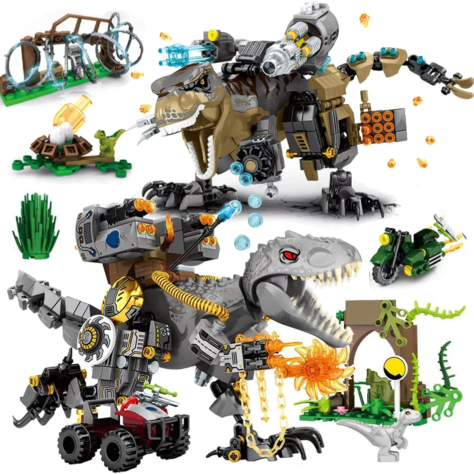 

Rex Mengwoha Jurassic Reload Tyrannosaurus Building Blocks Dinosaur World with Figures Animal Park Bricks Toys For Children Gift