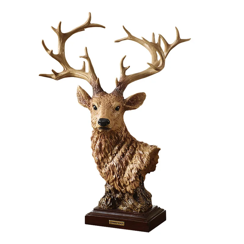

[MGT] American auspicious deer head decorations home living room TV cabinet wine cabinet decoration