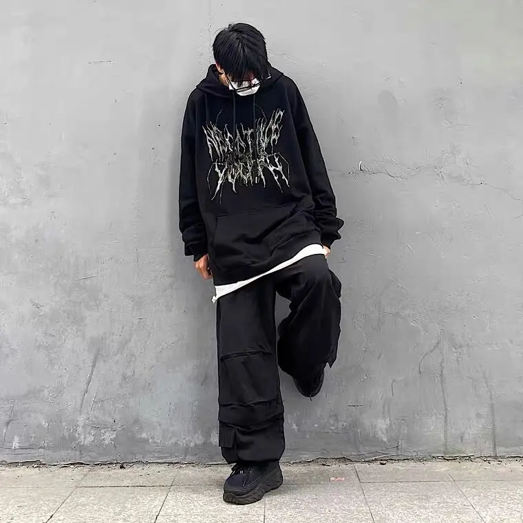 Мужская толстовка с капюшоном Harajuku в стиле хип-хоп разноцветными бриллиантами
