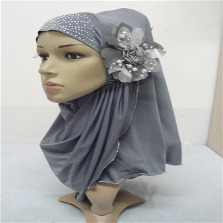 Роскошный хрустальный мусульманский женский хиджаб шарф леди большой цветок Amira