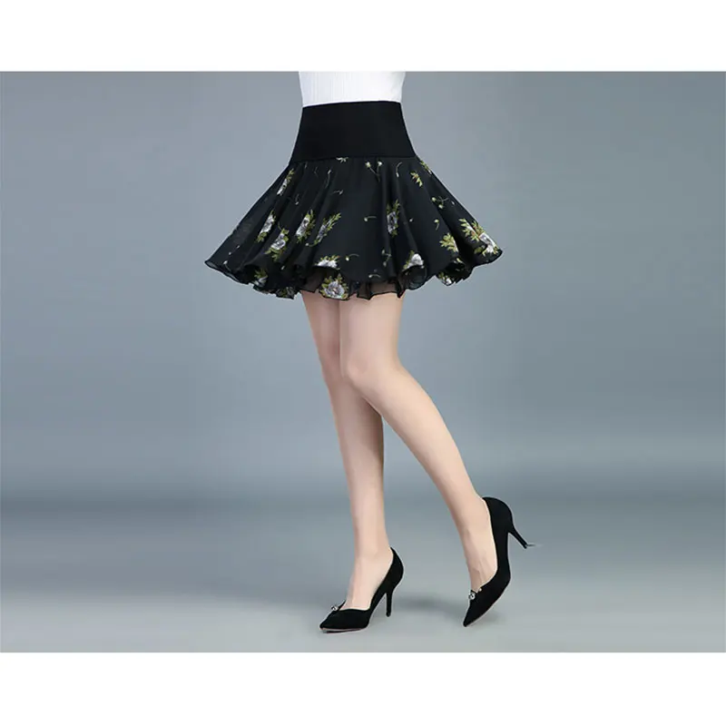 

Chiffon short skirt wave dot skirt puffy skirt pants summer large anti light high waist half skirt A-line yarn skirt female