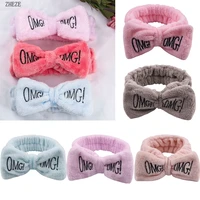 11pcslot 7 large hair bow headband for wash face fashion omg letters hairband girls solid coral fleece hair accessories mujer