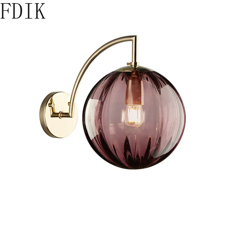 Modern Round Glass Ball Wall Lights Simple Sconce Led Wall Lamp for Home Bedroom Living Room Corridor Loft Decor Light Fixtures