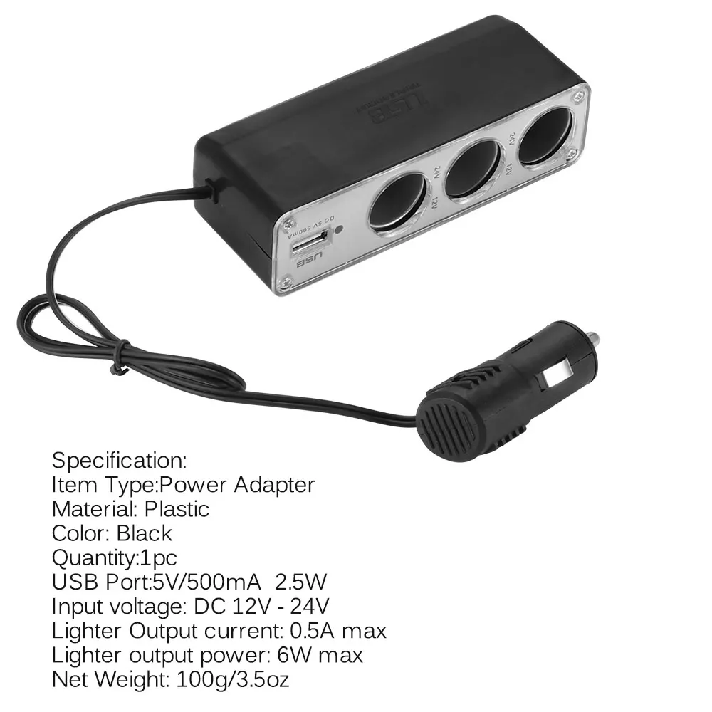 Practical Integrative 1to3 Car Cigarette Lighter Splitter Hub Socket Support More Device Charging USB Auto Power Adapter Lighter images - 6