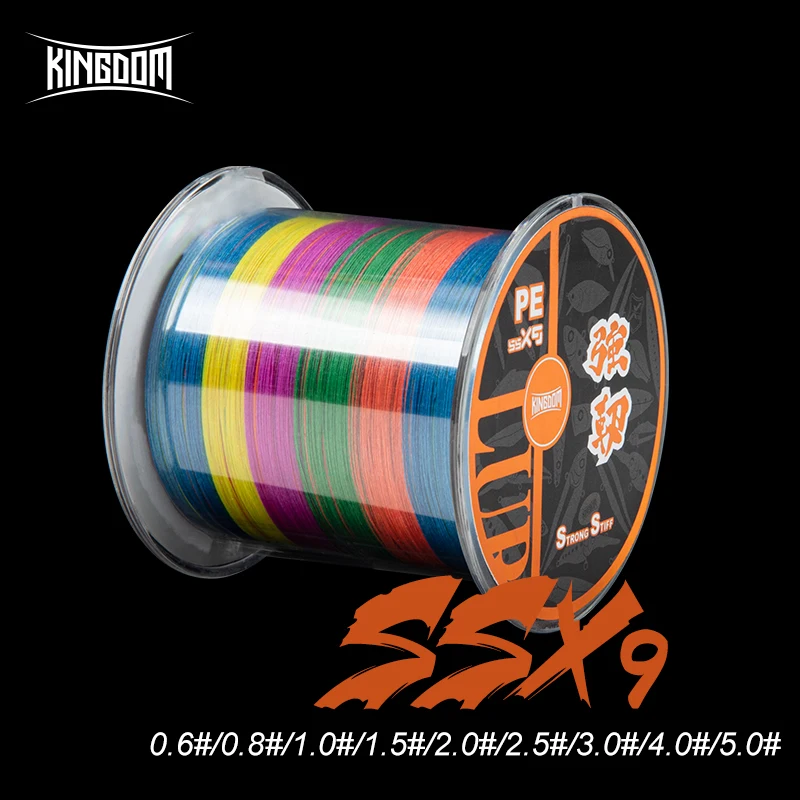 

Kingdom SSX9 Multi-color Fishing Lines 300m 500m 9 Strands Weaves PE Braid Line 15-65 LB Super Strong Multifilament For Fishing