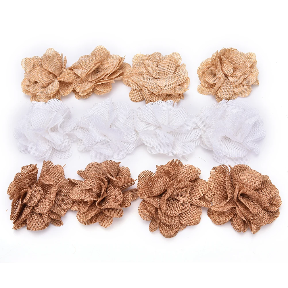 Натуральный кофе бежевый белый джутовый мешковина Hessian цветок роза ручной работы