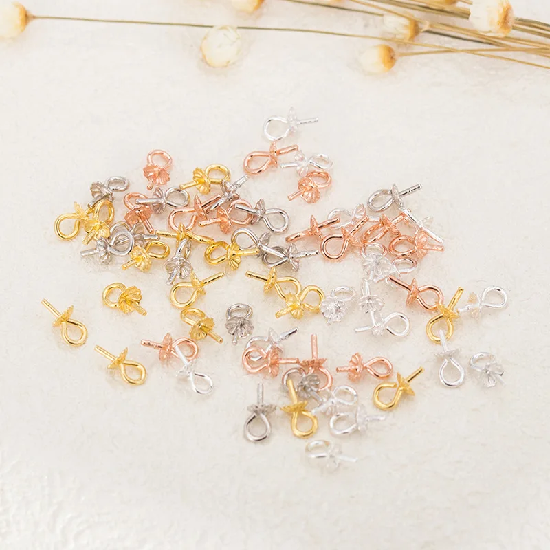 10 шт. Оригинальные однотонные коннекторы из серебра розового золота с бусинами