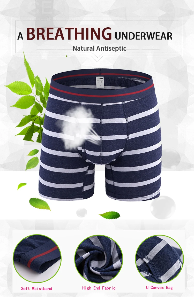 IYUNYI мужские трусы боксеры в полоску Длинные хлопковые Spendex|long boxer shorts|long boxersmens shorts