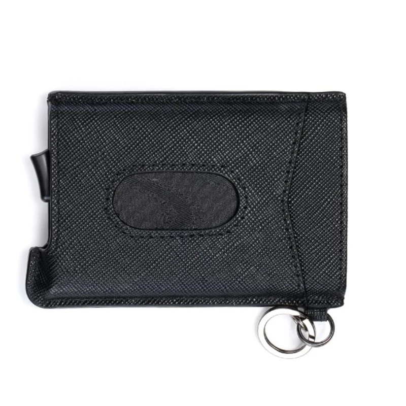 Genuine Cowhide Leather Business Smart Wallet RFID Card Holder Slim Anti-theft Security ID Holders Aluminum Box Pup Up Case | Багаж и