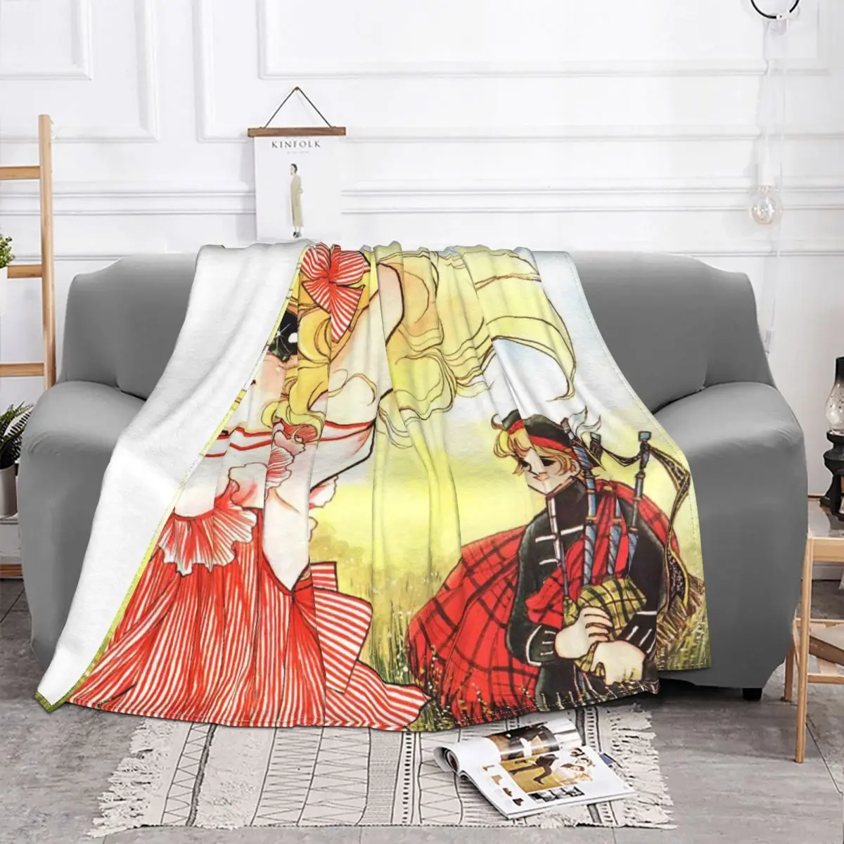 Карамельные конфеты аниме одеяло бархатный кавайный белый Adley легкий Плед s для