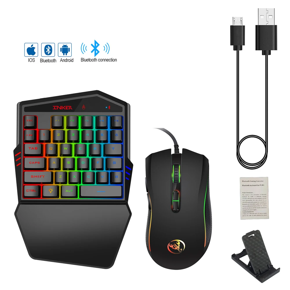 K88 Беспроводная Bluetooth 4 2 игровая клавиатура и оптическая 7D мышь RGB проводной набор