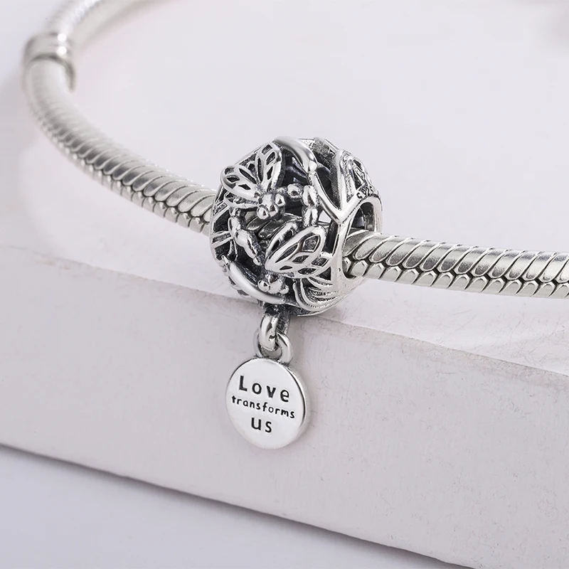 

925 sterling silver Openwork Dragonfly Love Charm deeper meaning of life Charm bracelet DIY Jewelry making For Pandora