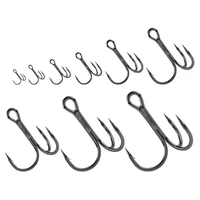 60pcs fishing hooks high steel carbon treble fishing hook round folded saltwater bass 10 1 6 8 10 12 14 tackle tools