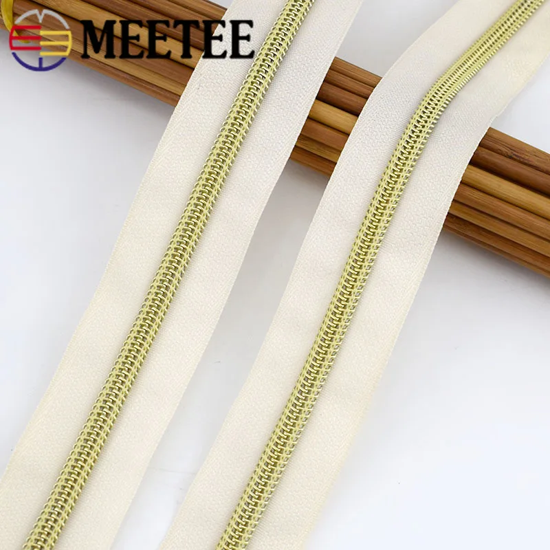 4/8m Meetee Nylon Code Loading Zipper Gold Tooth Coil for Sewing DIY Open-End Bags Sports Garment Accessories ZA030 | Дом и сад