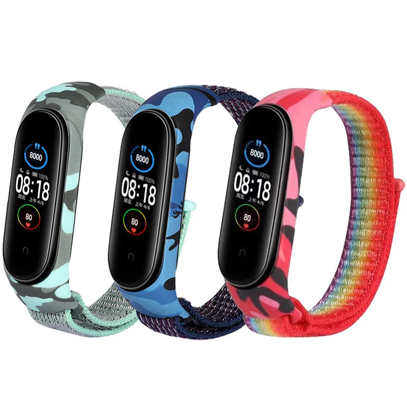 Нейлоновый силиконовый ремешок для Xiaomi Mi Band 5 4 3 спортивный сменный Miband