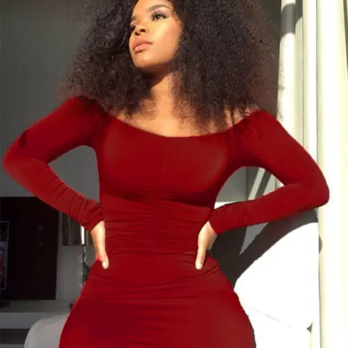 

2021 New Sexy Women Long Sleeve Casual Party Evening Cocktail Maxi Mini Dress